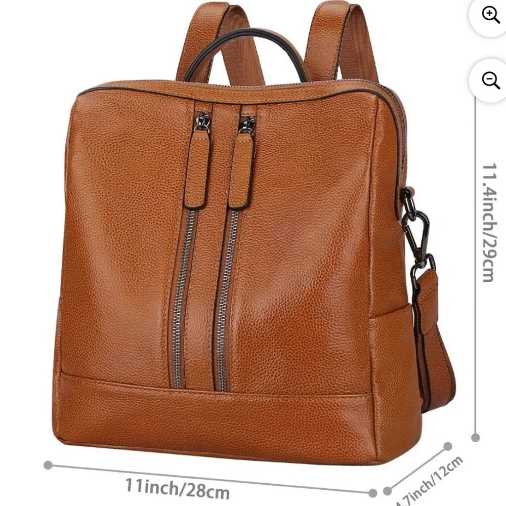 S-ZONE Women Genuine Leather Backpack Casual Convertible Shoulder Bag Purse